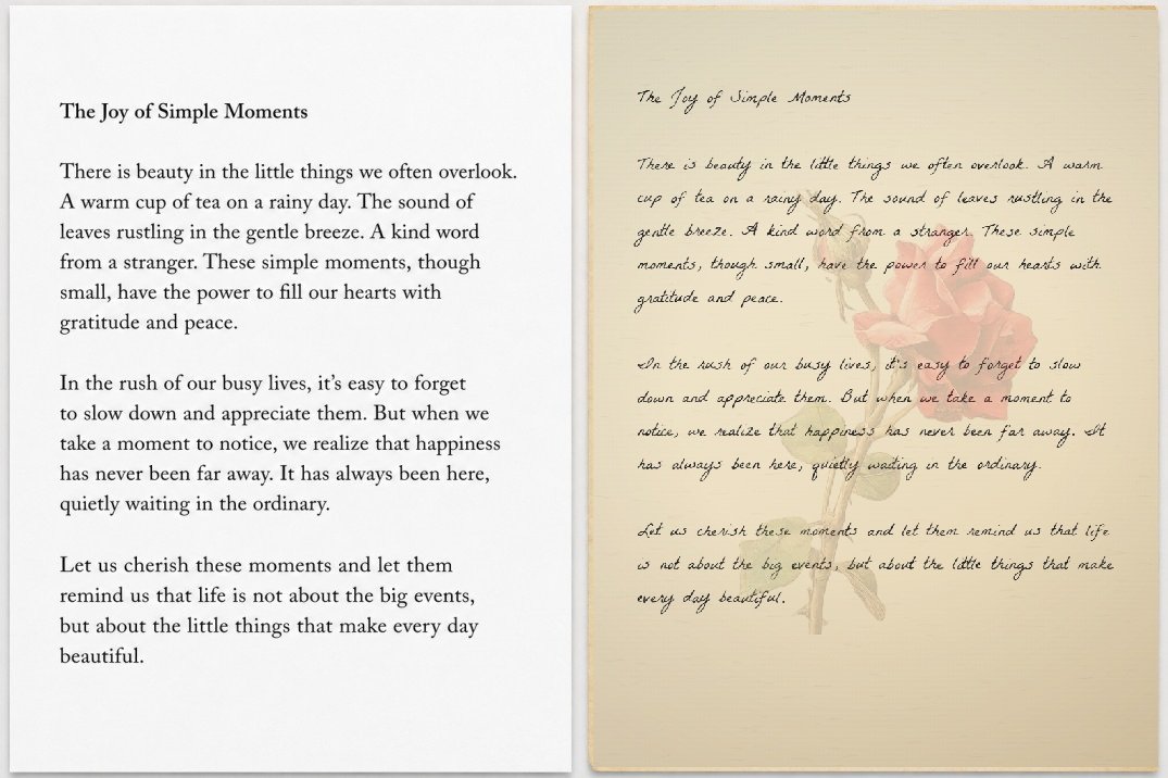 text into handwritten notes
